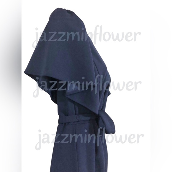 DKNY dark navy blue flutter‎ sleeve belted jumpsuit size 4 new - Picture 13 of 13